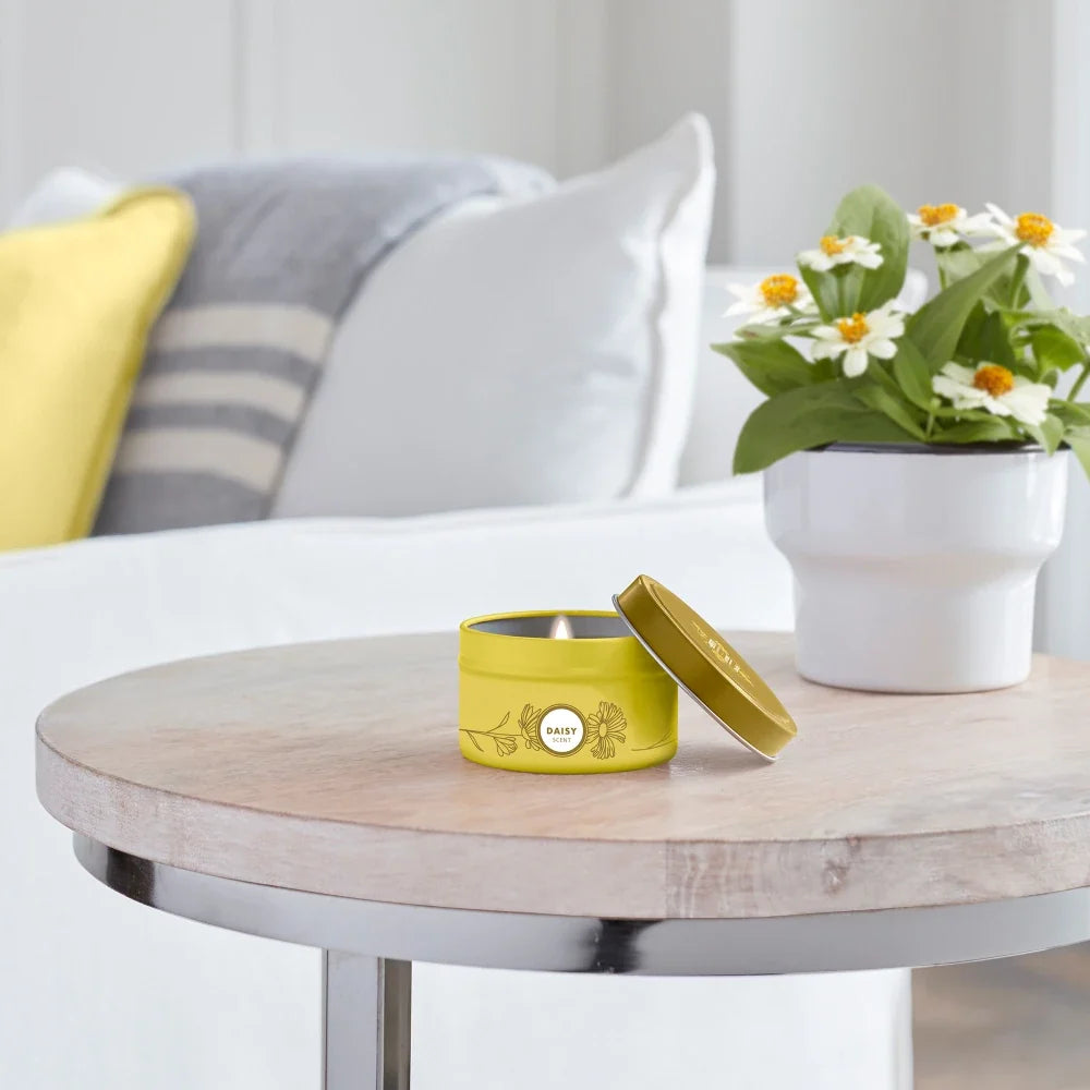 Daisy Tin Candle